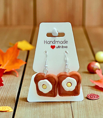 Sunny side up egg on toast earring