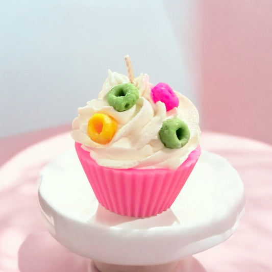 Fruit Loop Cupcake Candle